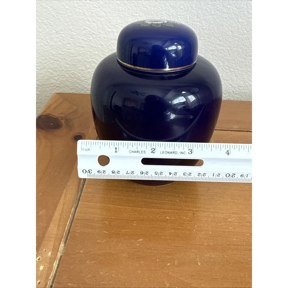 Vintage Asian Cobalt Blue Gold Oriental 5